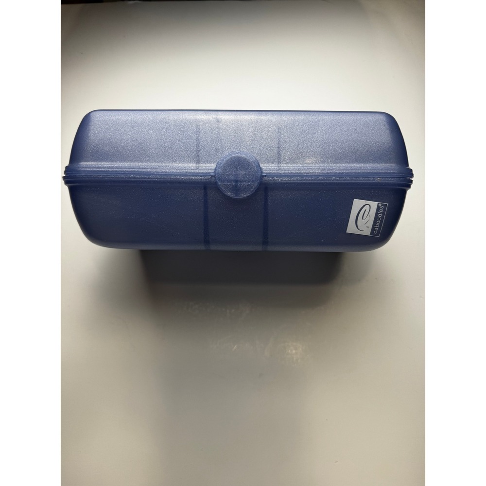 Vintage Caboodles Makeup Organizer Case Periwinkle Blue Trays Mirror 9.5in